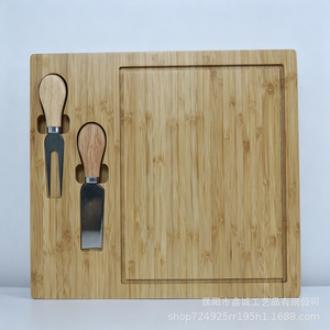 <b>Cheese</b> Board <b>Set</b> Bamboo Cutting Board With <b>Knife</b> Storage For Home And Portable Use Durable Food Safe - Product Image 4