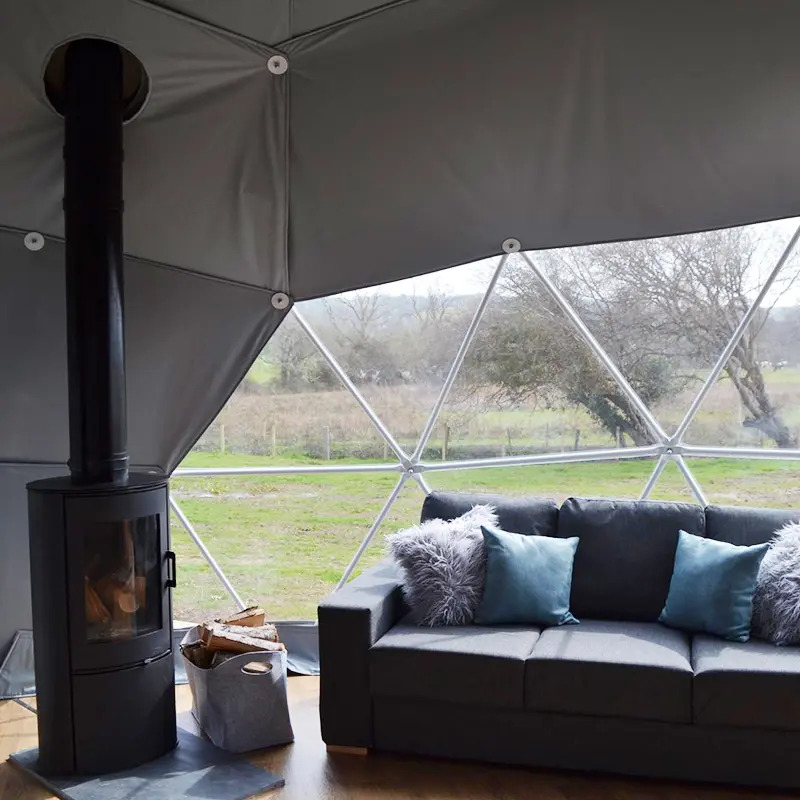 Barraca de luxo igloo com 8m de diâmetro, barraca de aço geométrica dome com estrutura redonda, para acampamento, casa e luxo