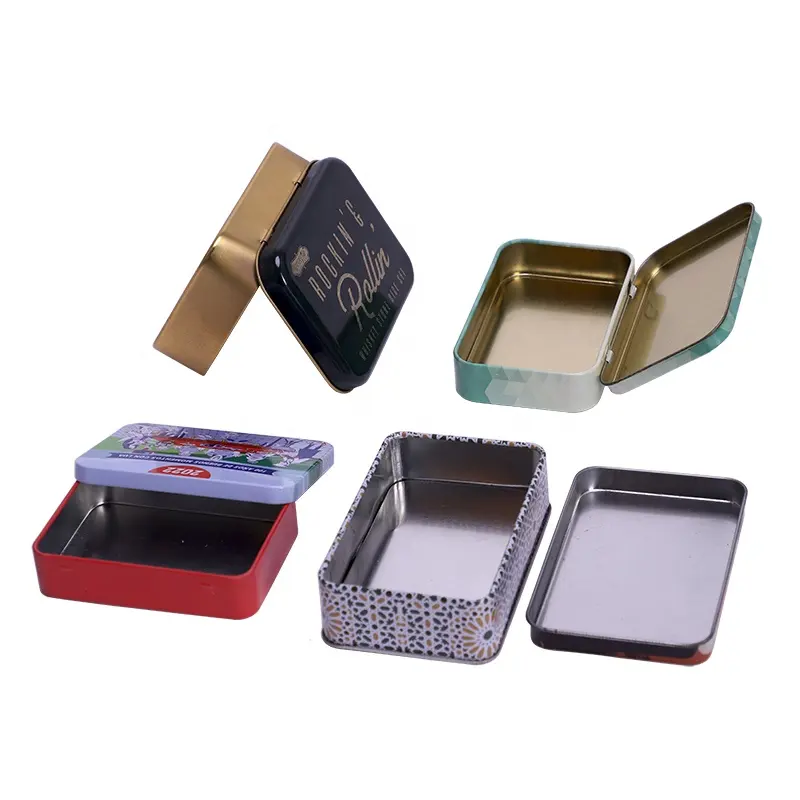 Custom printed small metal hinged lid playing card tin box prayer tin container tobacco cigar tin case storage manufacturer