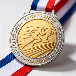 Custom Embossed Bi-color Metal Competition Medal <b>Copper</b> Gold Silver Plating Temple Prayer <b>Coin</b> Anniversary Souvenir - Product Image 1