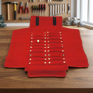 Red Velvet Rectangle Roll <b>Storage</b> Bag Hook Loop Closure Portable Foldable Necklace Bracelet <b>Ring</b> Organizer Wedding Travel Case - Product Image 2