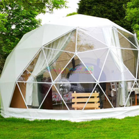 Tenda mewah Safari kanvas Hotel rumah tenda kubah dengan kamar mandi transparan Geodesic Glamping tenda kubah