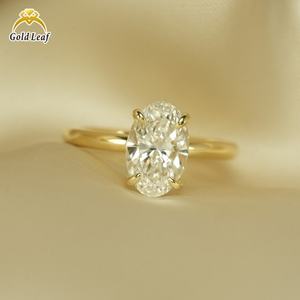 แหวนหมั้นทองคำแท้ 9k 14k 18k ชุบทองคำแท้ ประดับเพชรทรงรี 1 กะรัต 2 กะรัต เพชรเลี้ยงในห้องปฏิบัติการ รับรองโดย IGI ดีไซน์ทันสมัย สำหรับผู้หญิง - Product Image 2