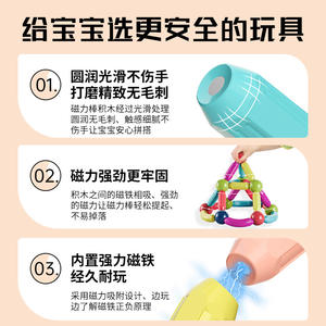 Blocs de construction magnétiques Sway pour enfants de 2 à 3 ans, jouets éducatifs en plastique avec pièces colorées et aimants puissants - Product Image 2