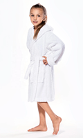 Peignoir pour enfant en coton turc 100% blanc à capuche