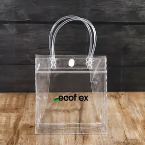 Bolsa para carregar merceiro, luxuosa, transparente, resistente, de plástico