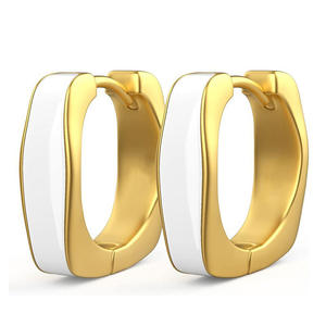 Pendientes de Aro de Lujo Chapados en Oro Blanco, Diseño Geométrico Minimalista, Unisex, para Uso Diario, Joyería Fina, Chapado en Oro de 22k - Product Image 1