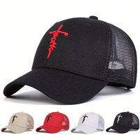 Casquette Trucker en Maille à 6 Panneaux OEM ODM avec Broderie 3D en Relief Croix de la Foi Personnalisée pour Grossistes Usine BSCI Prix Streetwear