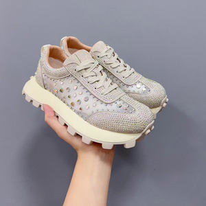 Sneakers con Suola Spessa in Pelle, Sneakers con Strass, Sneakers da Donna di Design, Vendita Diretta dalla Fabbrica - Product Image 4