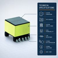 Transformateur haute fréquence EE13 horizontal 5+3 broches, transformateur SMD encapsulé pour appareils intelligents et produits électroniques