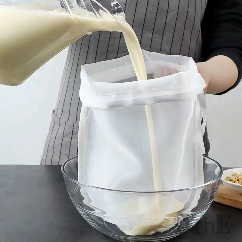 大豆ミルクワインフィルターバッグナッツミルクバッグティーコーヒーオイルヨーグルトフィルターネットメッシュキッチンフード再利用可能なナイロンフィルターバッグストレーナー