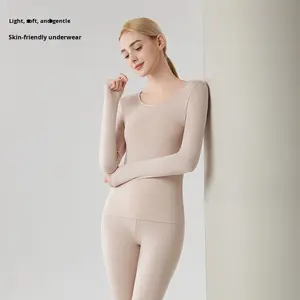 Set di biancheria intima termica da <span class=keywords><strong>donna</strong></span> aderente modellante del corpo sottile strato di Base tinta unita caldo Anti-batterico mutandoni - Product Image 2