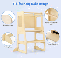 Tabouret de cuisine pliable 4-en-1, tour d'apprentissage Montessori, marchepied, table et chaise avec tableau noir