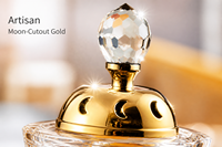 Brûleur d'encens en cristal K9 à facettes verticales, avec couvercle creux en forme de lune dorée, luxe zen, écologique, fait main, aromathérapie religieuse