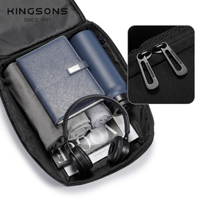 Kingsons Business Laptop <b>Backpack</b> Men's Minimalist Durable Travel Bag <b>With</b> Laptop <b>Compartment</b> Shoulder Straps Solid Color - Product Image 1