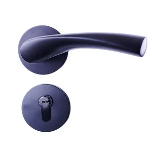 Cheap solid durability for wooden doors black Aluminum alloy interior simple door handle