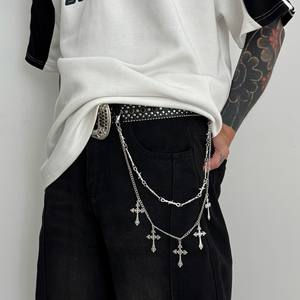 Dark Punk Style <span class=keywords><strong>Skull</strong></span> Cintura Cadena Hombres Jeans Pantalones Cadena Personalidad Street Hip-hop Accesorios - Product Image 6