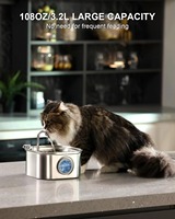 Fontaine à eau automatique pour chat en acier inoxydable SUS304 de 3,2 L, filtre silencieux, distributeur d'eau pour animaux de compagnie, fenêtre visible, chats, petits chiens