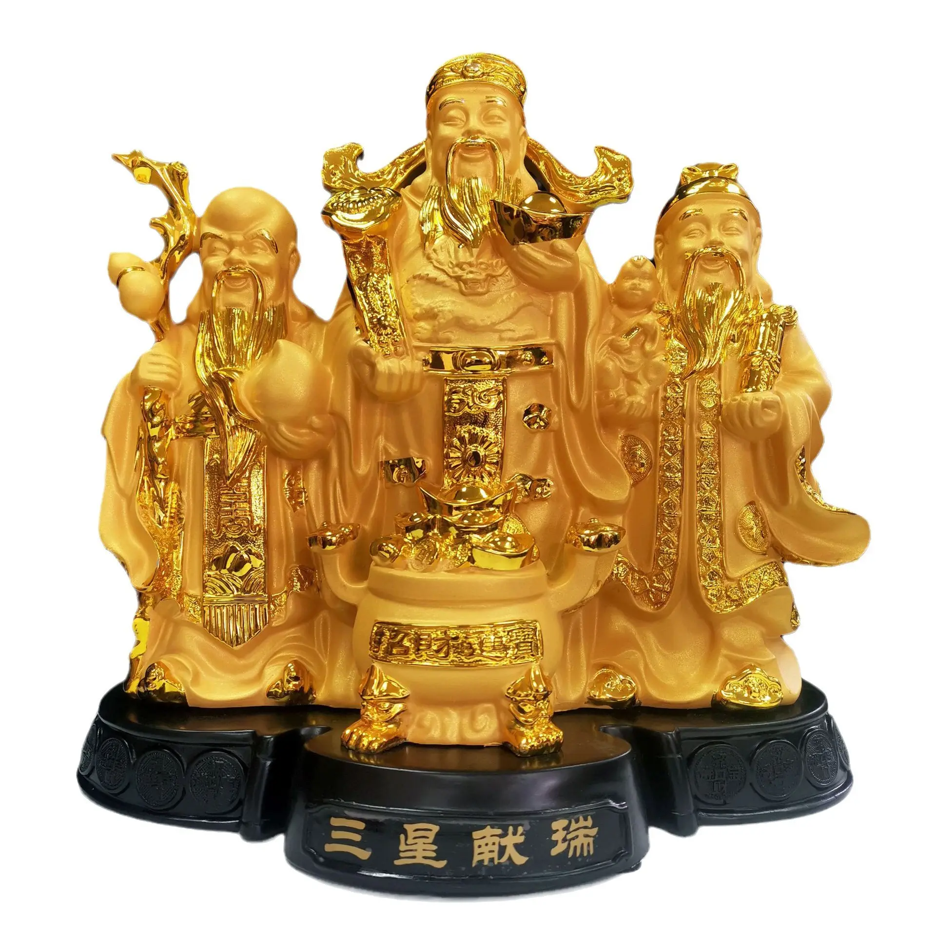 2023 Feng Shui Artikel Reichtum Gott Buddha Wohnkultur Luxus Fu Lu Shou Glück Drei-Sterne-Ornament Gott des Reichtums Buddha Statue