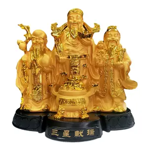 Itens de Feng Shui Deus Riqueza Buda Home Decor Luxo Fu Lu Shou Fortune Três Estrelas Ornamento Deus da riqueza Buda Estátua