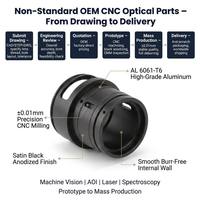 Pièces optiques en aluminium usinées CNC sur mesure OEM 3/4/5 axes, anodisées noir satiné, anti-reflet, pour lentilles de vision industrielle