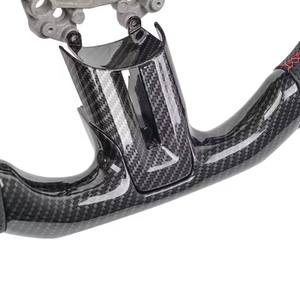 Volant en fibre de carbone Hydro-DHydro pour <span class=keywords><strong>Ford</strong></span> Mustang GT350 GT500 2018-2023, volant de course en cuir perforé avec garniture de protection - Product Image 5