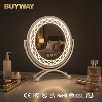 Miroir de maquillage éclairé rond blanc de 28 cm avec 64 lumières LED SMD, miroir de vanité à 3 couleurs réglables, capteur tactile, rotation à 360°