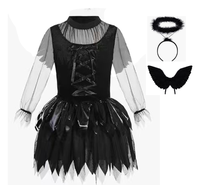 Accessoires de maquillage pour fête de Noël, costumes pour enfants, déguisement d'ange noir et blanc