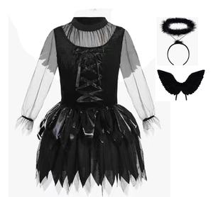 Holiday Party Makeup <strong>Costume</strong> Props Children Perform Dress up Black and White Angel Wings Suit - Product Image 5