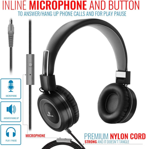 <strong>Headphones</strong> <strong>With</strong> Microphone Wired Head Phones <strong>With</strong> <strong>Volume</strong> <strong>Control</strong> for Computer Cellphone on Ear <strong>Headphones</strong> - Product Image 3