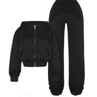 Ensemble deux pièces Penpace Garment : pantalon long décontracté taille haute en polyester/nylon avec broderie et patchs – Nouvelle collection hiver