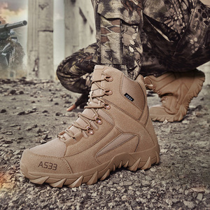 Stivali da lavoro tattici professionali all'ingrosso in acciaio con punta di sicurezza in pelle resistente da combattimento - Product Image 3