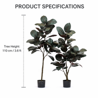 Bonsaï artificiel sophistiqué en caoutchouc noir Ficus pour la décoration des halls d'hôtel, salons, restaurants, mariages et magasins de détail