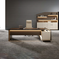Bureau de direction de luxe en forme de L, style italien, en noyer, meubles de bureau, meubles de direction, meubles de bureau pour patron, KMJ