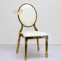 Chaises de banquet ovales en métal doré brillant électroplaqué, confortables, pour hôtels, restaurants et événements - Vente en gros usine