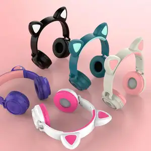  ZW-028 Katze Ohr Headset Stereo Bass Drahtloser Kopfhörer Niedlich Kinder V 5.0 Kopfhörer LED Licht HiFi Kopfhörer Mit Mikrofon