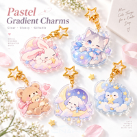 Porte-clés en acrylique personnalisé CNAWO, motif animal fantaisie mignon, breloque transparente imprimée avec fermoir étoile dorée