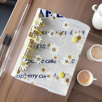 Porte-cartes souple en PVC transparent coréen motif marguerite, multicolore, classeur à 3 anneaux A7 avec pochette d'insertion