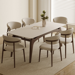 Table à manger en bois de cire blanche moderne Ensemble de chaises Design rectangulaire simple Petite maison Villa <span class=keywords><strong>Beurre</strong></span> Cuisine Appartement - Product Image 5