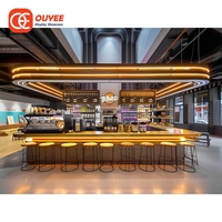 Système de présentoir de comptoir pour café, fournisseur ODM, multi-niveaux, en plexiglas, éclairage LED, écologique, durable, pour la vente au détail