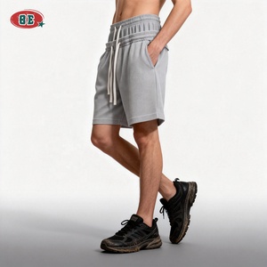 Shorts en coton double taille style hip-hop coupe ample, tricot gaufré, personnalisables avec logo imprimé, vente chaude OEM/ODM pour l'été - Product Image 3
