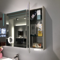 WJL Meuble-lavabo mural de luxe en acier inoxydable de 120 cm avec vasque en céramique intégrée et armoire miroir LED anti-buée