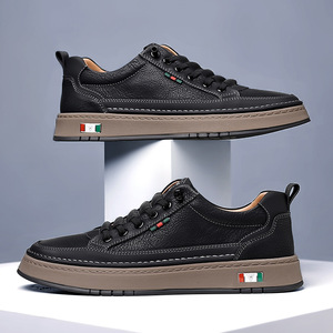 รองเท้าผ้าใบหนังลำลองผู้ชาย ส้นเตี้ย ระบายอากาศได้ดี พื้นยางเย็บตะเข็บอย่างดี ผลิตที่เวินโจว - Product Image 3