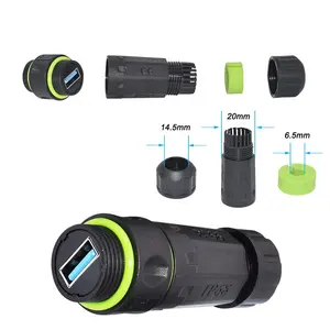 M20 Waterproof USB3.0 A Male to Male Connector USB Connectors Types Socket for Data Panel Mount Cable Adapters USB Terminals