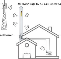 Système d'antenne 4G LTE/5G omnidirectionnelle extérieure 2x2 MIMO avec connecteurs F et TS9, câble de 5 mètres/poteau de montage (kit complet)