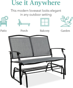 Danlong Direct Produce Chaise de Patio Extérieure pour 2 Personnes Planeur Banc en Acier Causeuse Rocker pour Pont Porche - Product Image 3