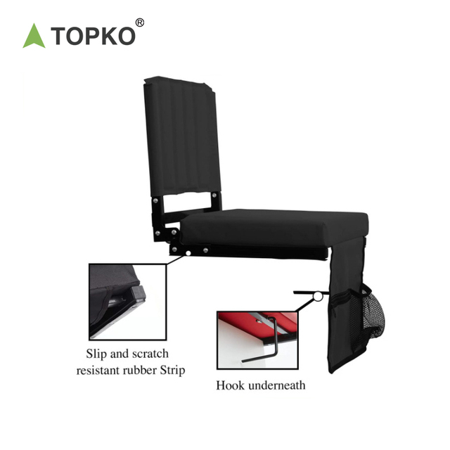 TOPKO Portable Bleacher Chair Reclining Stadium Seat Chairs Folding Stadium Seat with Armrest
