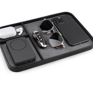 Cross-border leather bedside <b>table</b> storage tray, European minimalist desktop organizing tray for mobile phones, watches and - Product Image 3