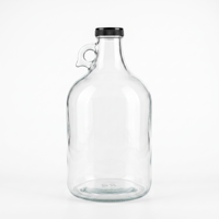 Bouteille en verre transparente de 1 gallon (4L) avec poignée et bouchon à vis, pour vin, fermentation, boissons, personnalisable avec logo – Vente en gros