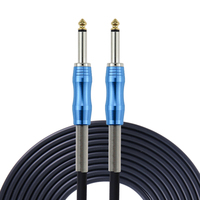Câble de basse et de batterie tressé TS 6,35 mm pour guitare électrique, 10ft 15ft 20ft 25ft 3m 4,5m 6m, Jack plaqué or pour scène et studio